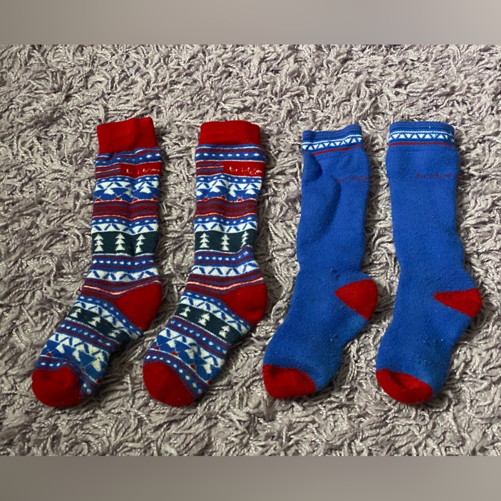 2 Bridgedale Merino Wool Ski Socks - Over the Calf (For Boys and Girls) L